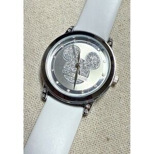 Mickey Mouse Bariho Stainless Steel Watch New with white 8" band